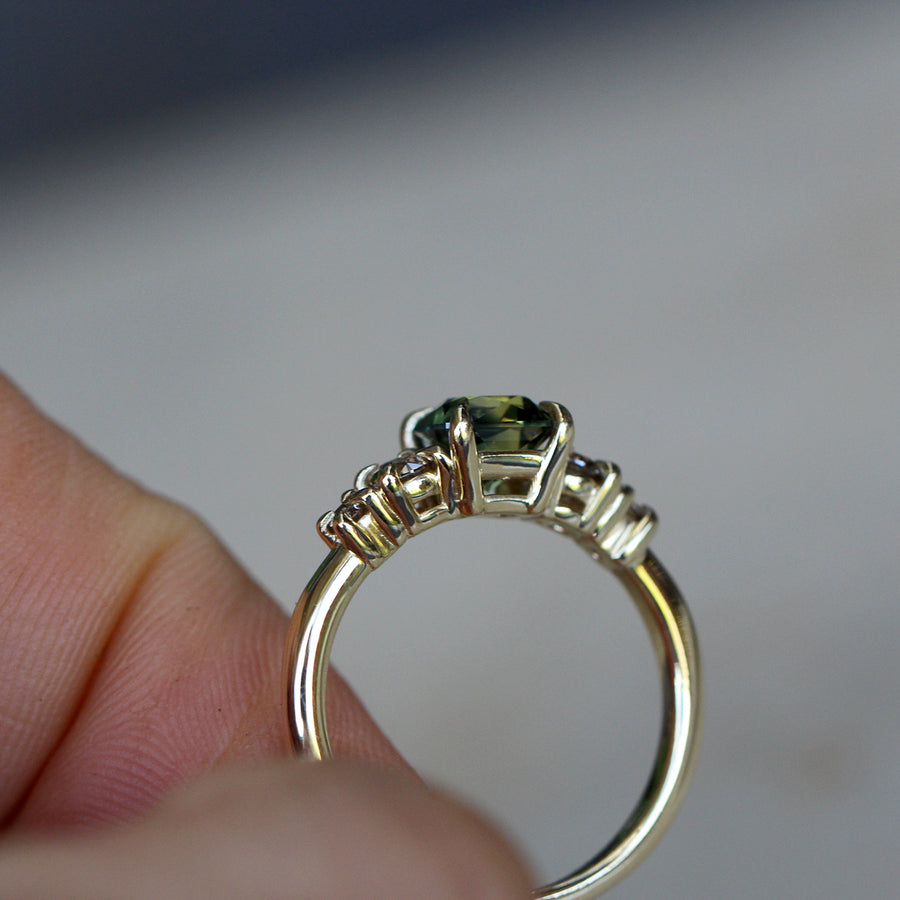 Regal-cut Parti Sapphire + Argyle Diamond Ring - 1.13ct
