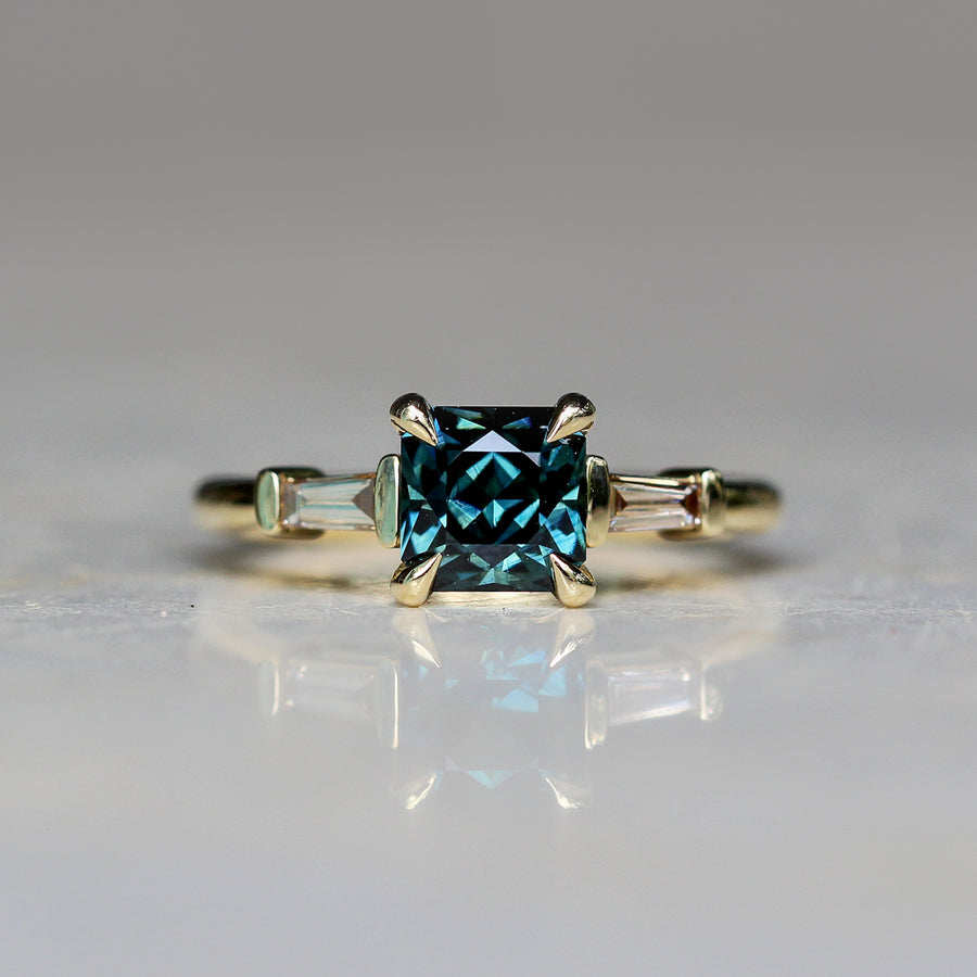 Regal-cut Blue Sapphire + Argyle Diamond Ring - 1.49ct
