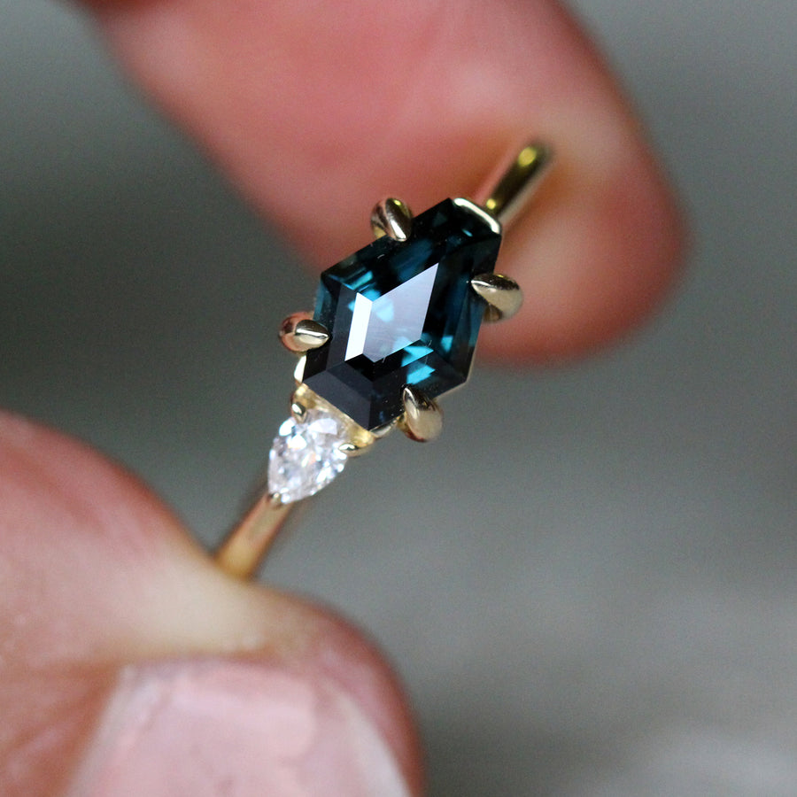 Kite Sapphire + Pear Diamond Ring - 1.65ct