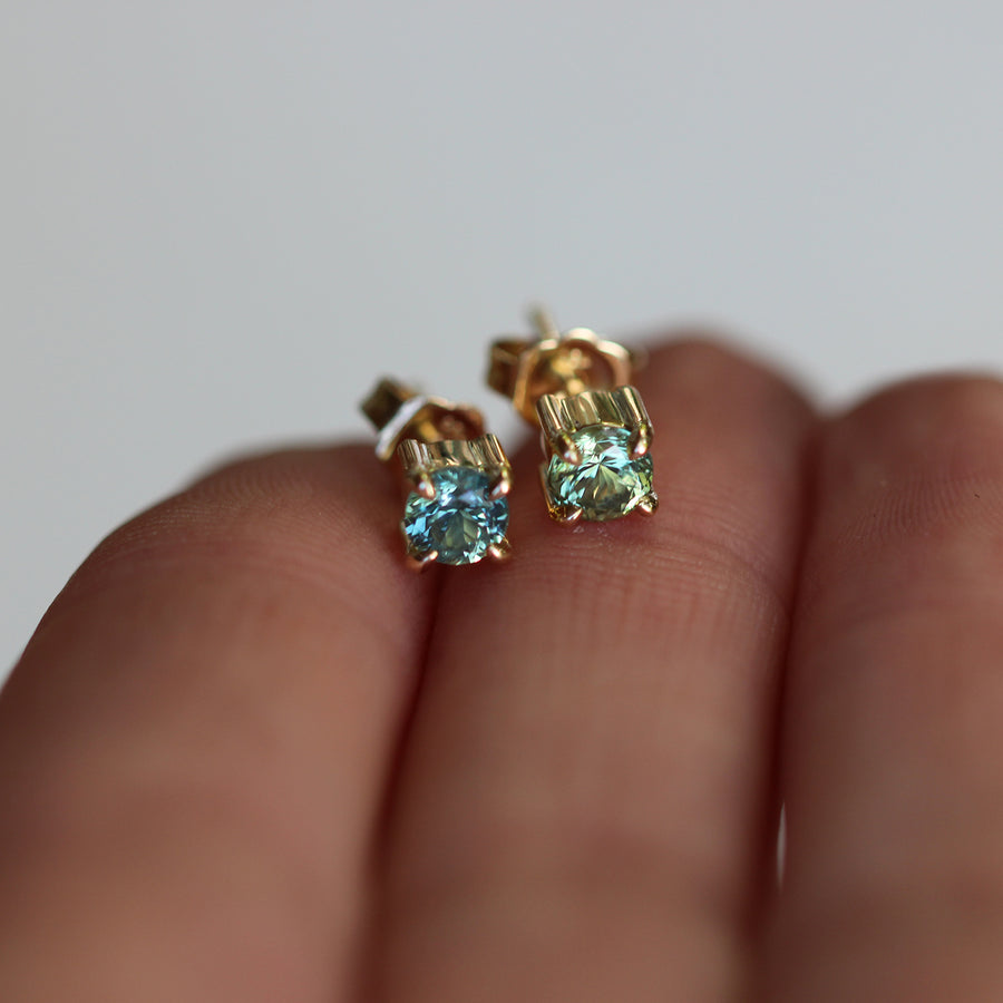 Blue + Green Sapphire Earrings