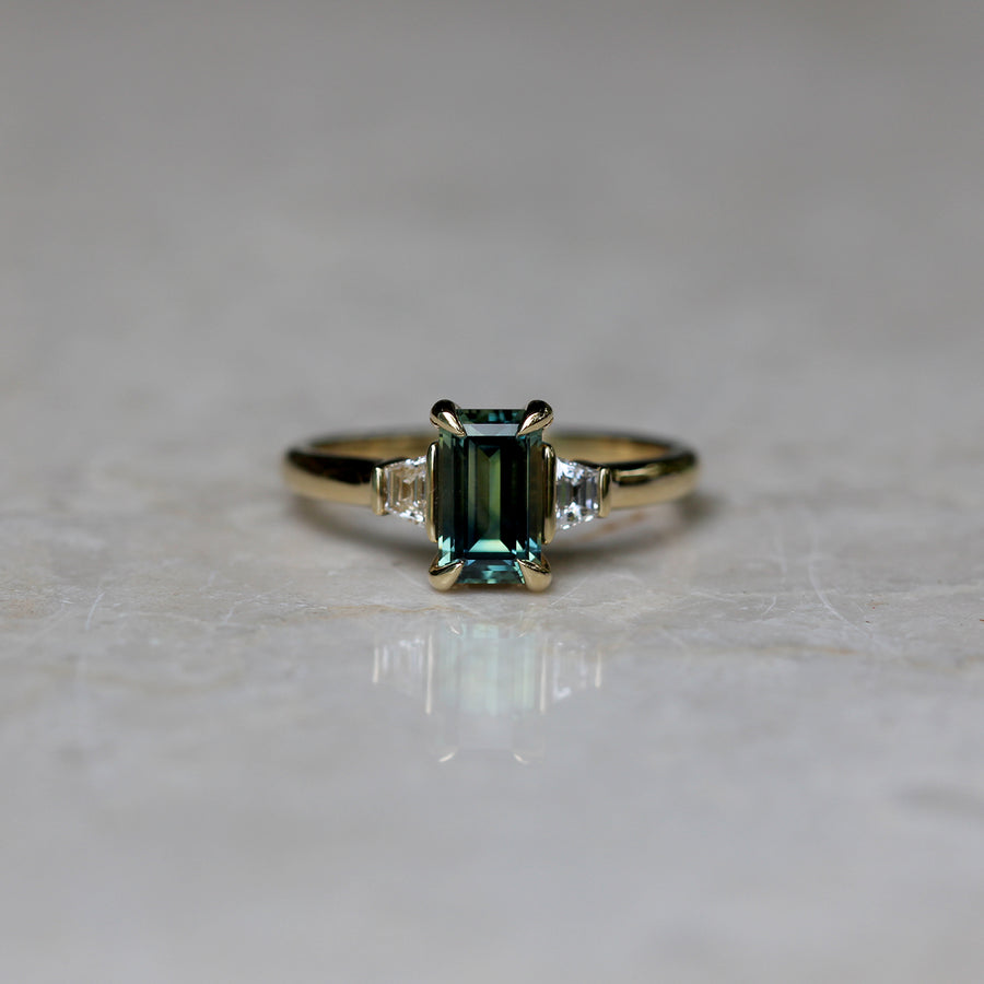 Emerald-Cut Parti Sapphire Ring - 1.48ct