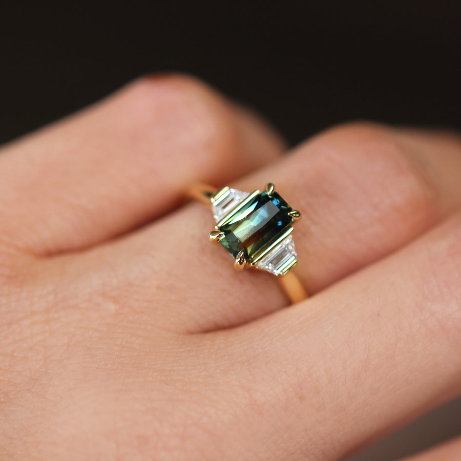 Radiant-cut Parti Sapphire Ring - 1.65ct