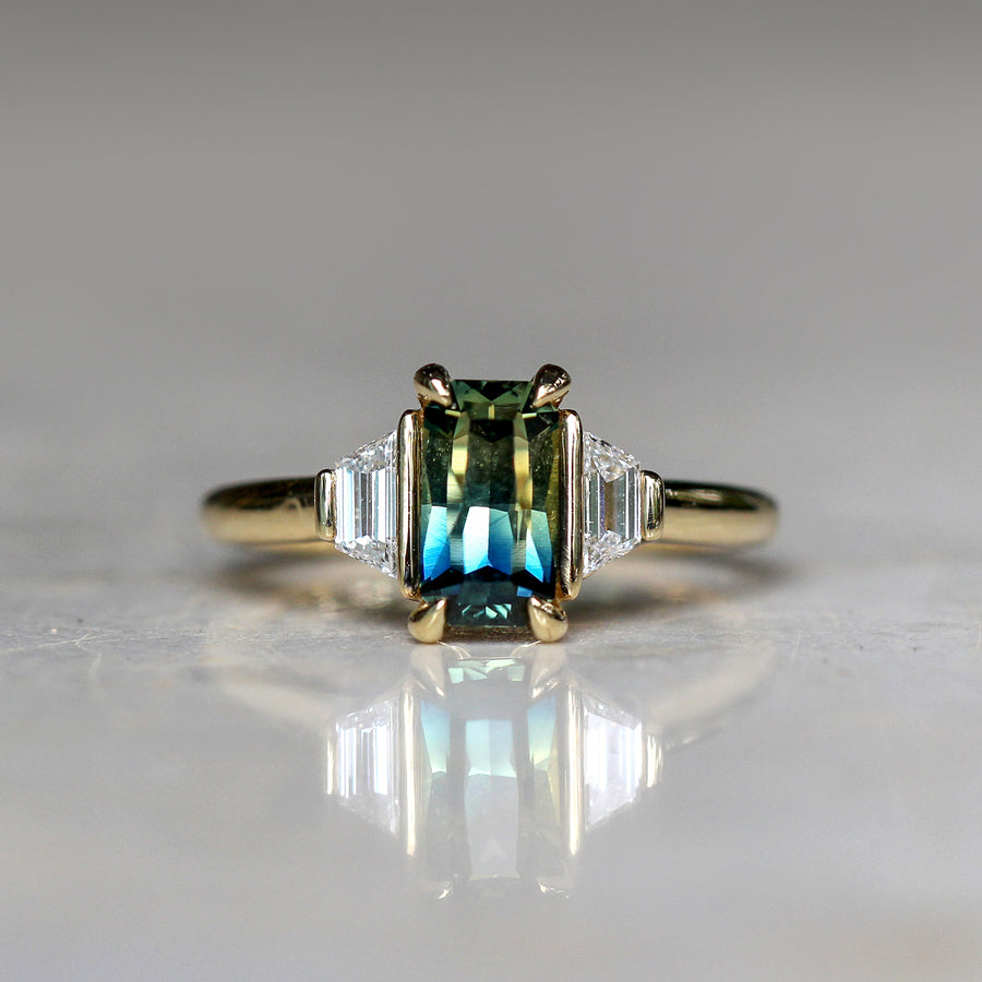 Radiant-cut Parti Sapphire Ring - 1.65ct