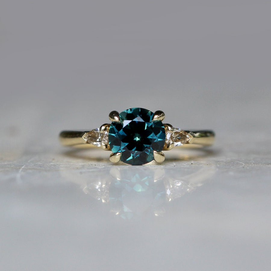 Blue Teal Sapphire + Argyle Diamonds- 1.62ct