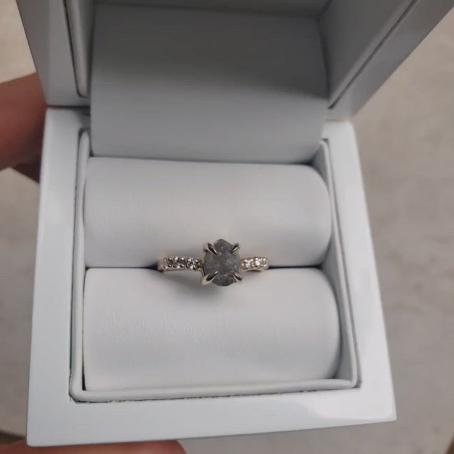 Pear Salt + Pepper Diamond Ring - 1.25ct