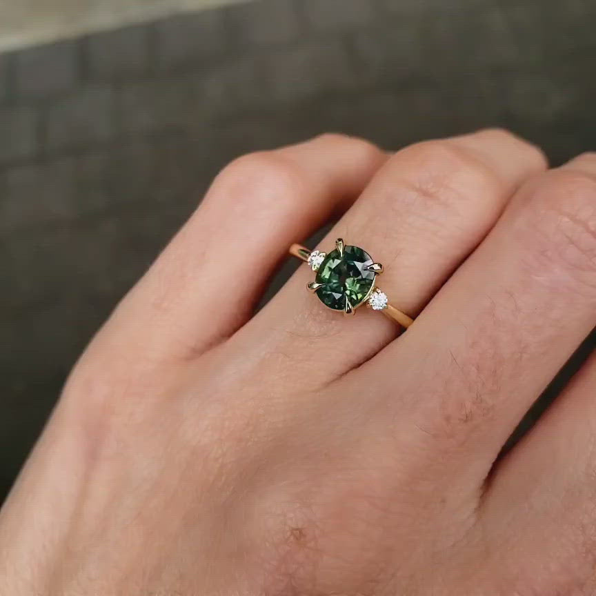 Oval Green Sapphire Ring - 1.3ct