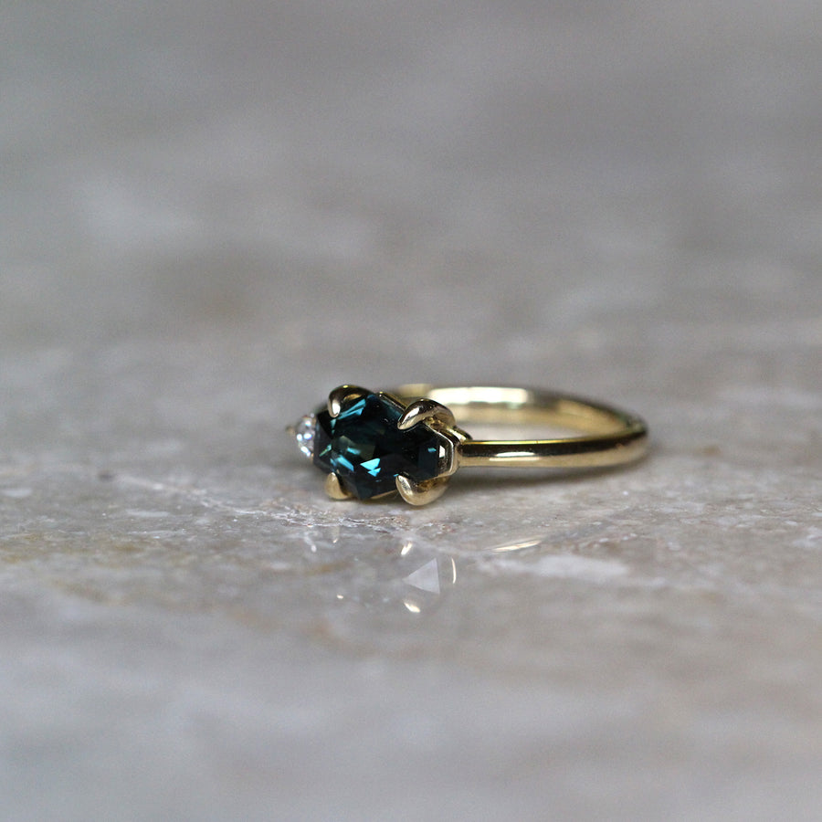 Kite Sapphire + Pear Diamond Ring - 1.65ct