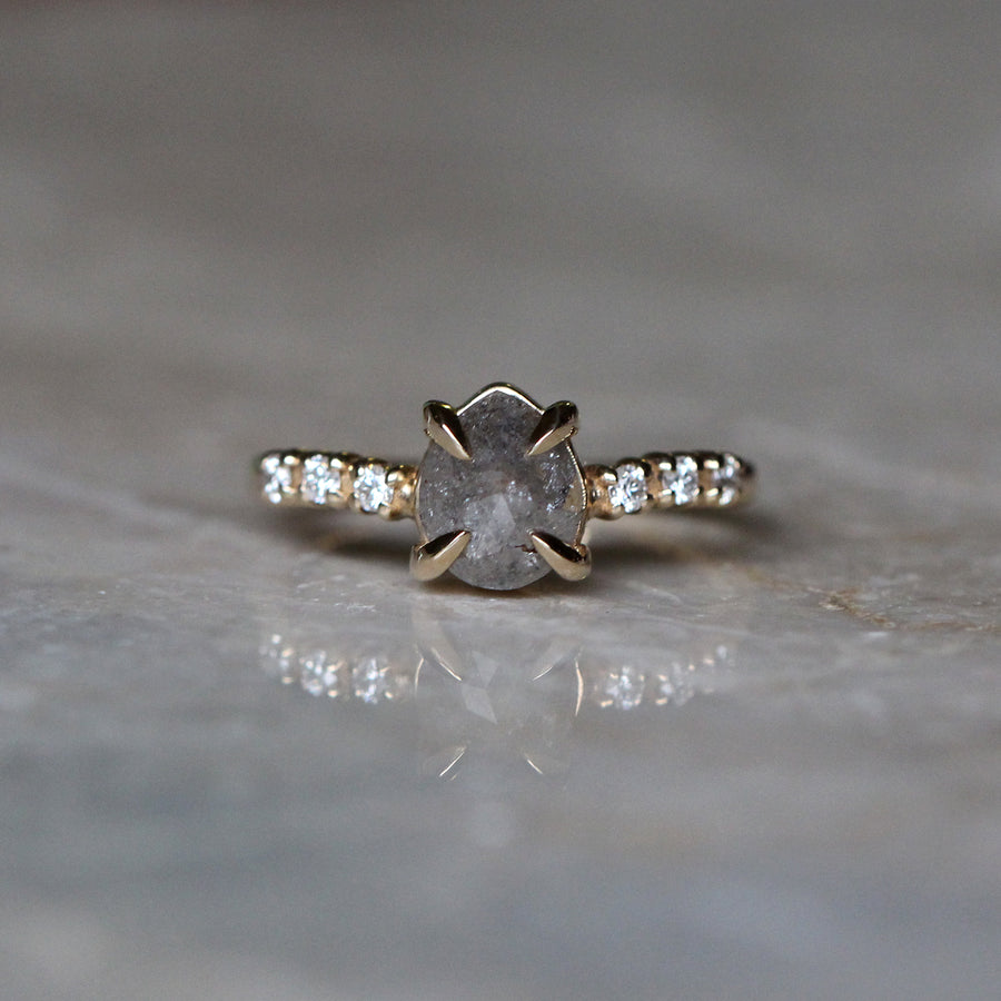 Pear Salt + Pepper Diamond Ring - 1.25ct