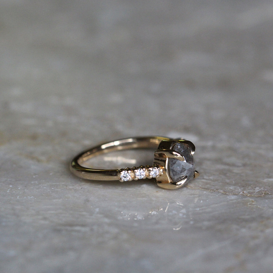 Pear Salt + Pepper Diamond Ring - 1.25ct
