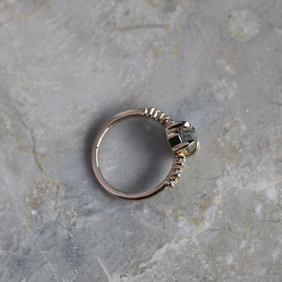 Pear Salt + Pepper Diamond Ring - 1.25ct