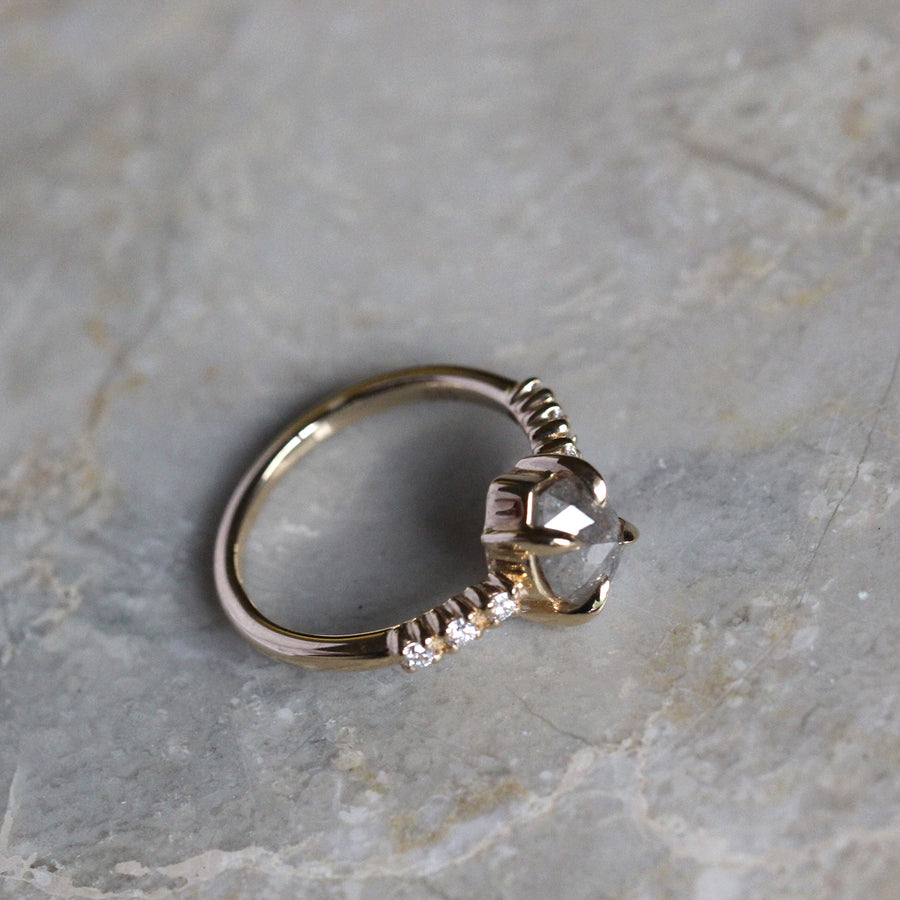 Pear Salt + Pepper Diamond Ring - 1.25ct