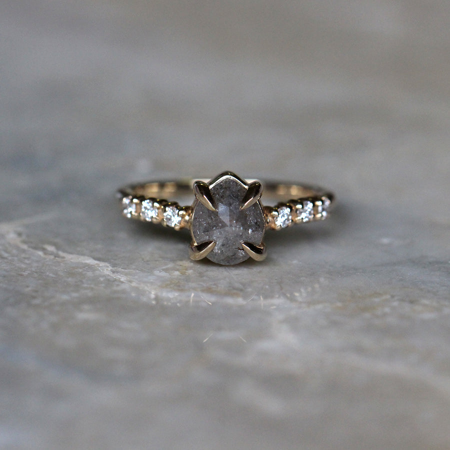 Pear Salt + Pepper Diamond Ring - 1.25ct