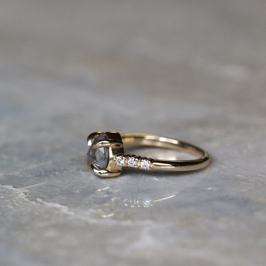 Pear Salt + Pepper Diamond Ring - 1.25ct