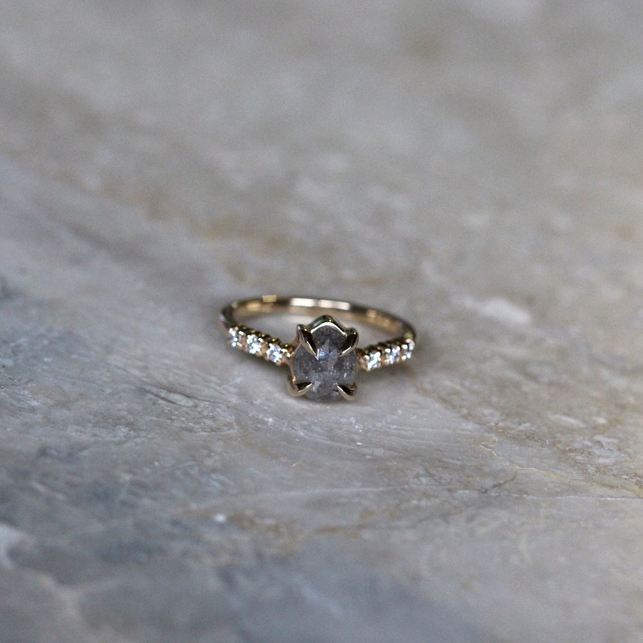 Pear Salt + Pepper Diamond Ring - 1.25ct