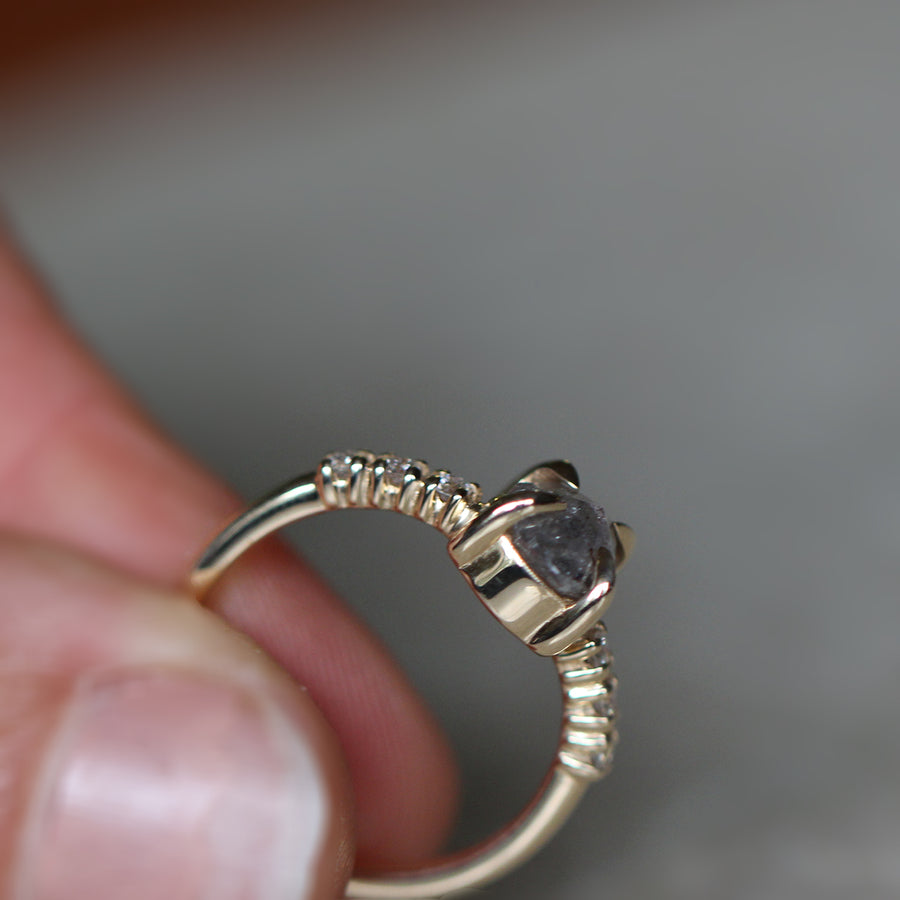 Pear Salt + Pepper Diamond Ring - 1.25ct