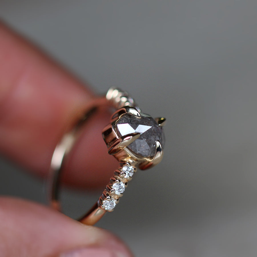 Pear Salt + Pepper Diamond Ring - 1.25ct