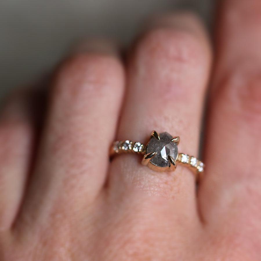 Pear Salt + Pepper Diamond Ring - 1.25ct
