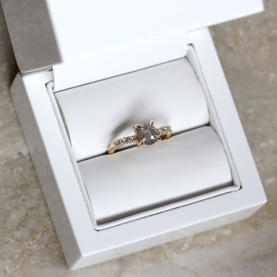 Pear Salt + Pepper Diamond Ring - 1.25ct