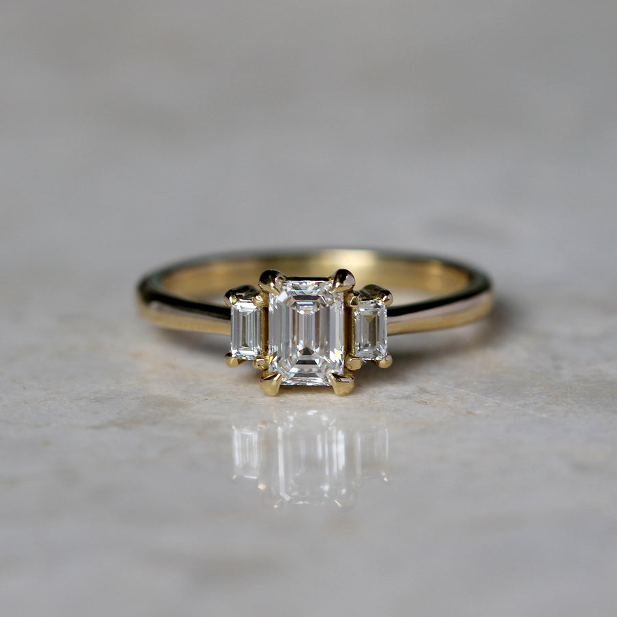 Emerald + Baguette Diamond Ring - 0.51ct