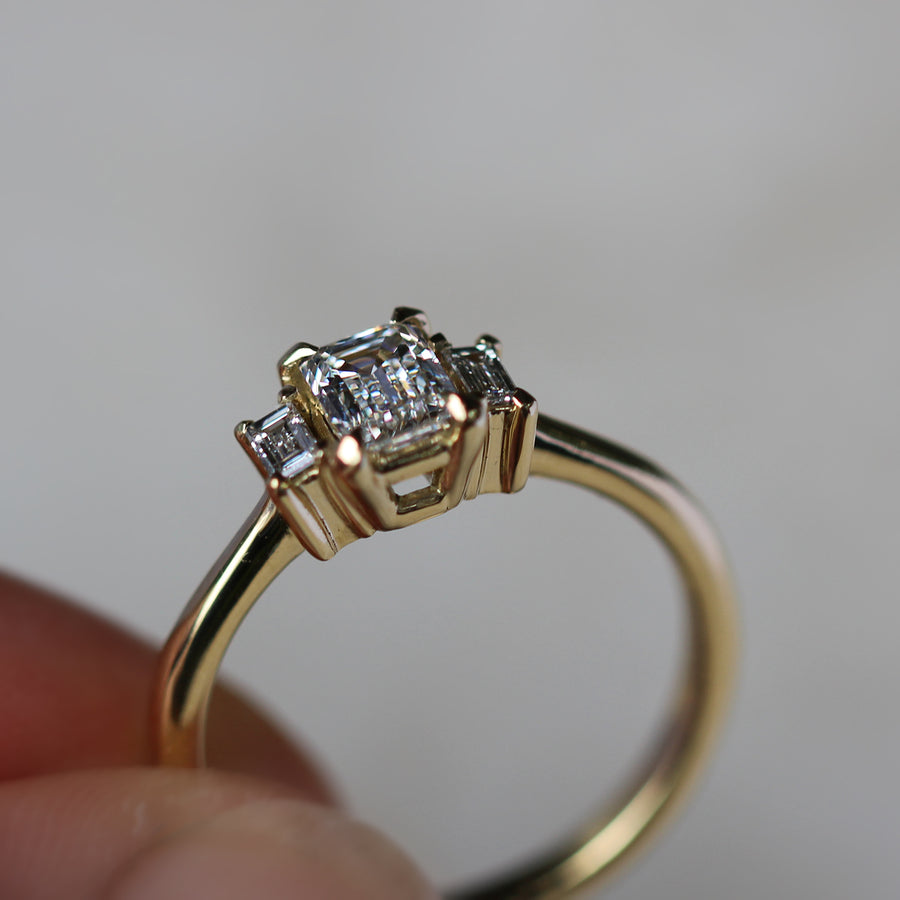 Emerald + Baguette Diamond Ring - 0.51ct