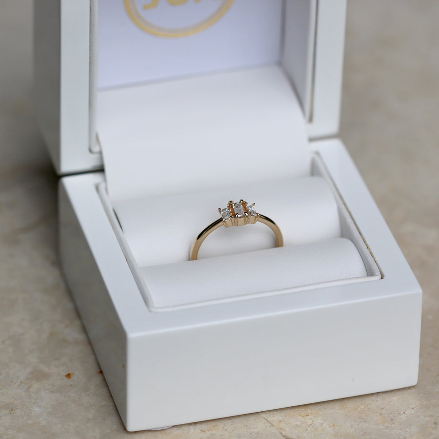 Art deco baguette engagement ring discount