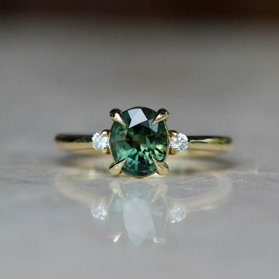 Oval Green Sapphire Ring - 1.3ct