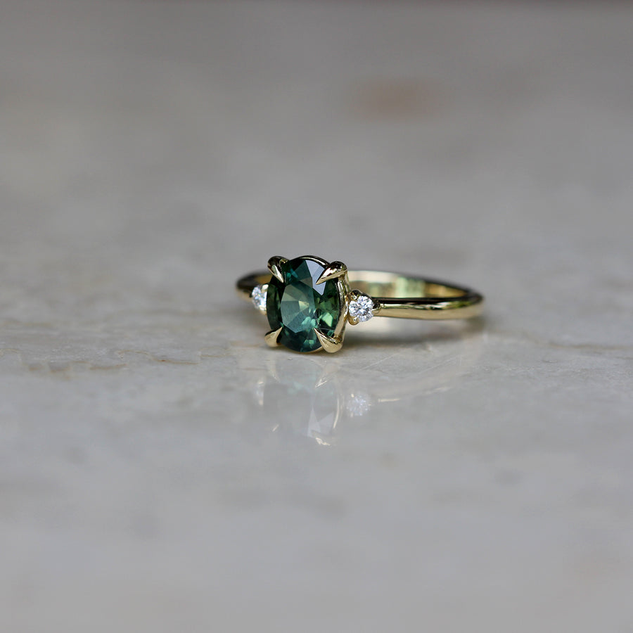 Oval Green Sapphire Ring - 1.3ct