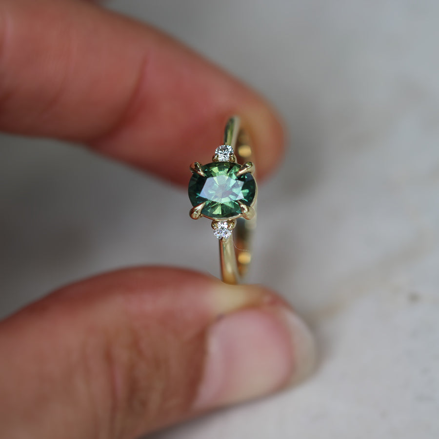 Oval Green Sapphire Ring - 1.3ct