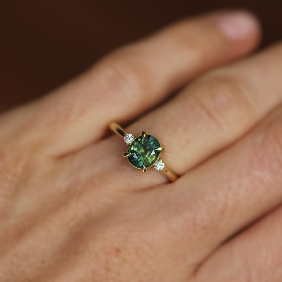 Oval Green Sapphire Ring - 1.3ct