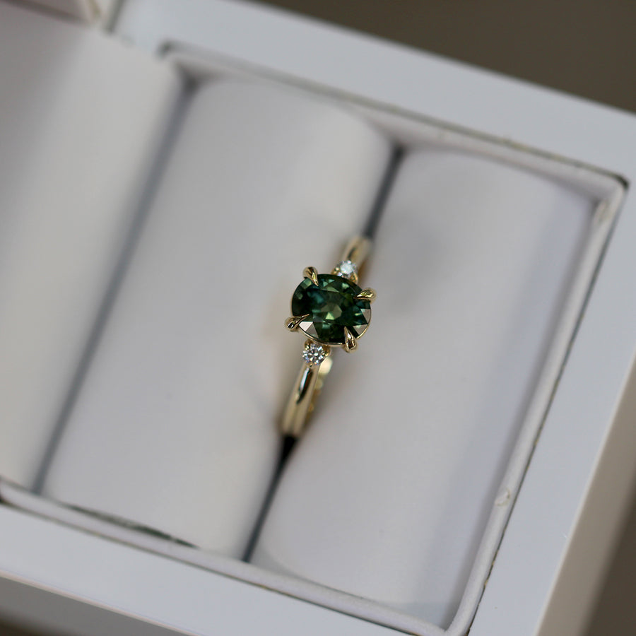 Oval Green Sapphire Ring - 1.3ct