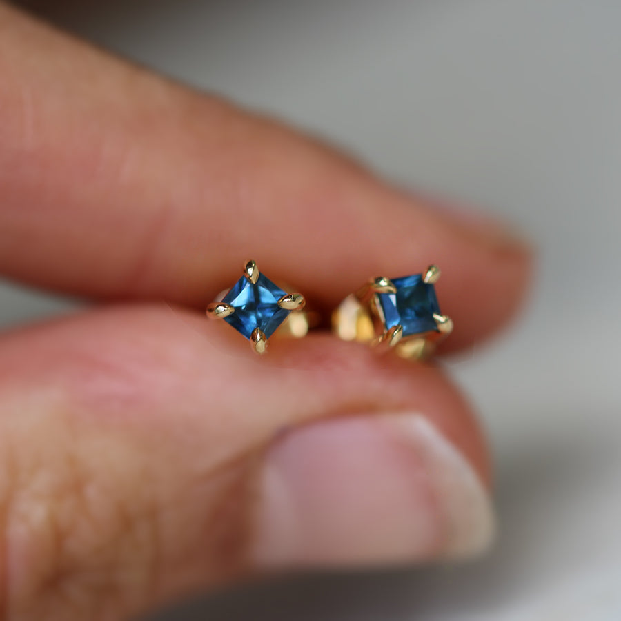 Princess-cut Sapphire Earrings