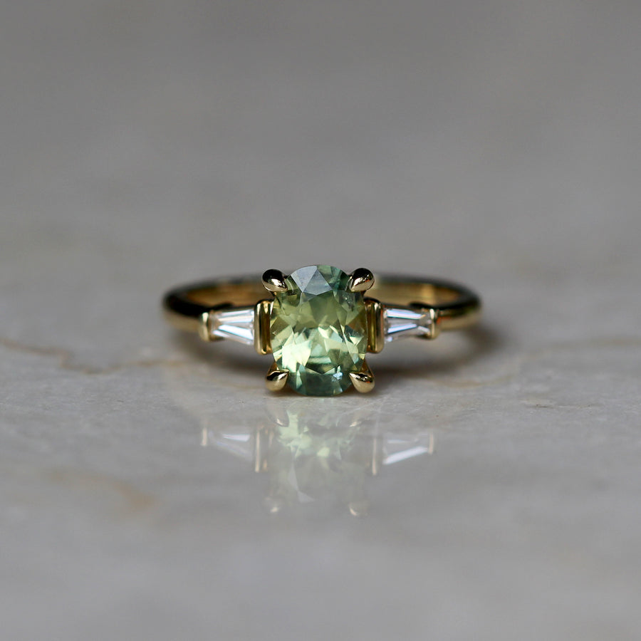 Yellow Green Sapphire Ring - 1.4ct