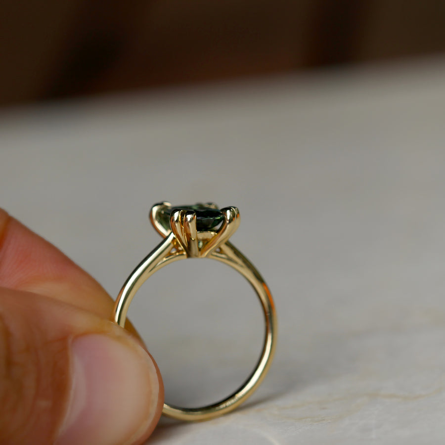 Green Sapphire Solitaire Ring - 1.76ct