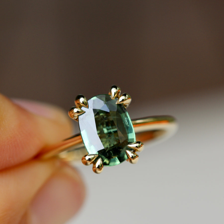 Green Sapphire Solitaire Ring - 1.76ct