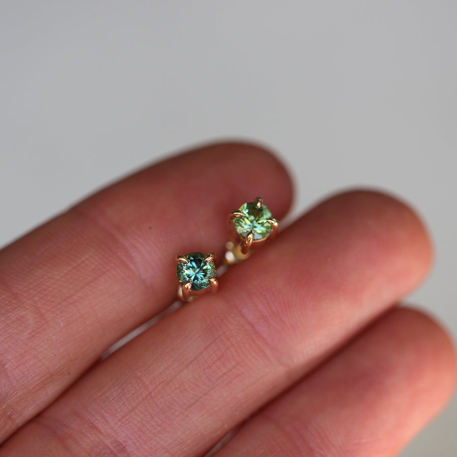 Teal + Green Sapphire Earrings