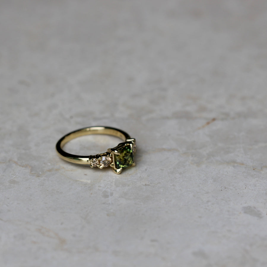 Regal-Cut Sapphire + Argyle Diamond Ring - 1.35ct