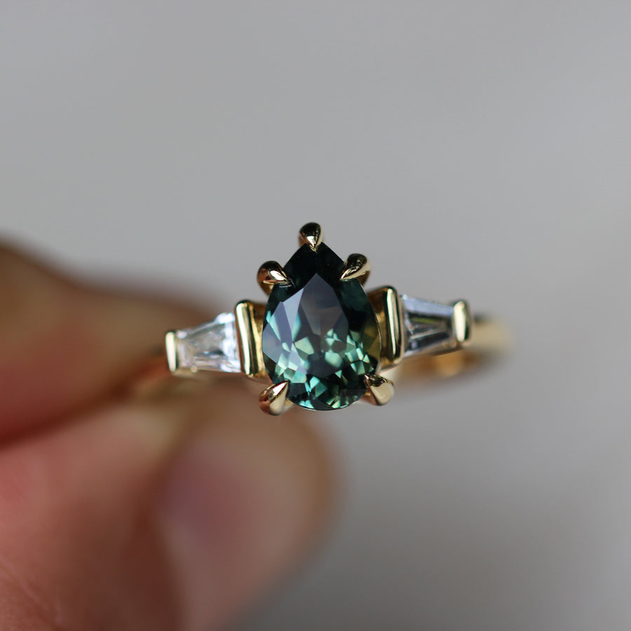 Pear-Cut Parti Sapphire Ring - 1.73ct