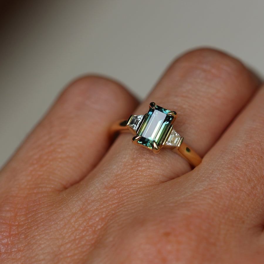Emerald-Cut Parti Sapphire Ring - 1.48ct