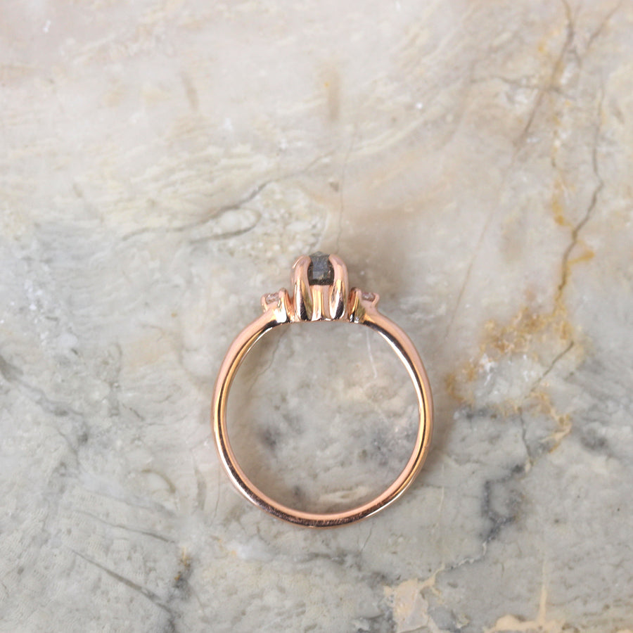 Hexagon Salt + Pepper Diamond Ring - 0.79ct - JUX Jewellery