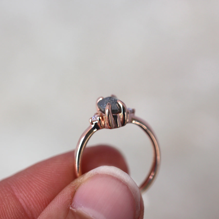 Hexagon Salt + Pepper Diamond Ring - 0.79ct - JUX Jewellery