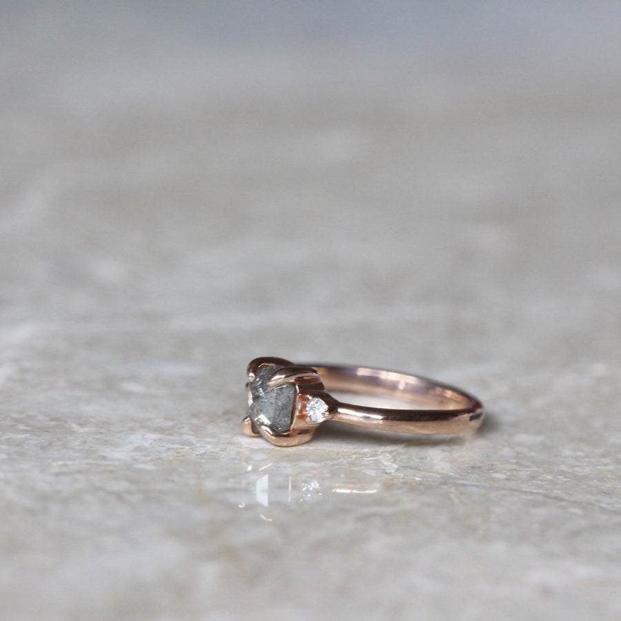 Hexagon Salt + Pepper Diamond Ring - 0.79ct