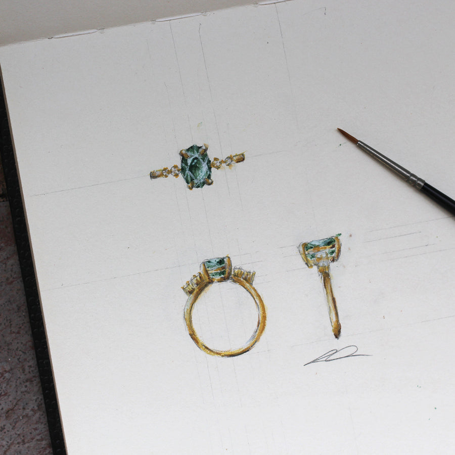 Green Oval Sapphire Ring - 2.5ct